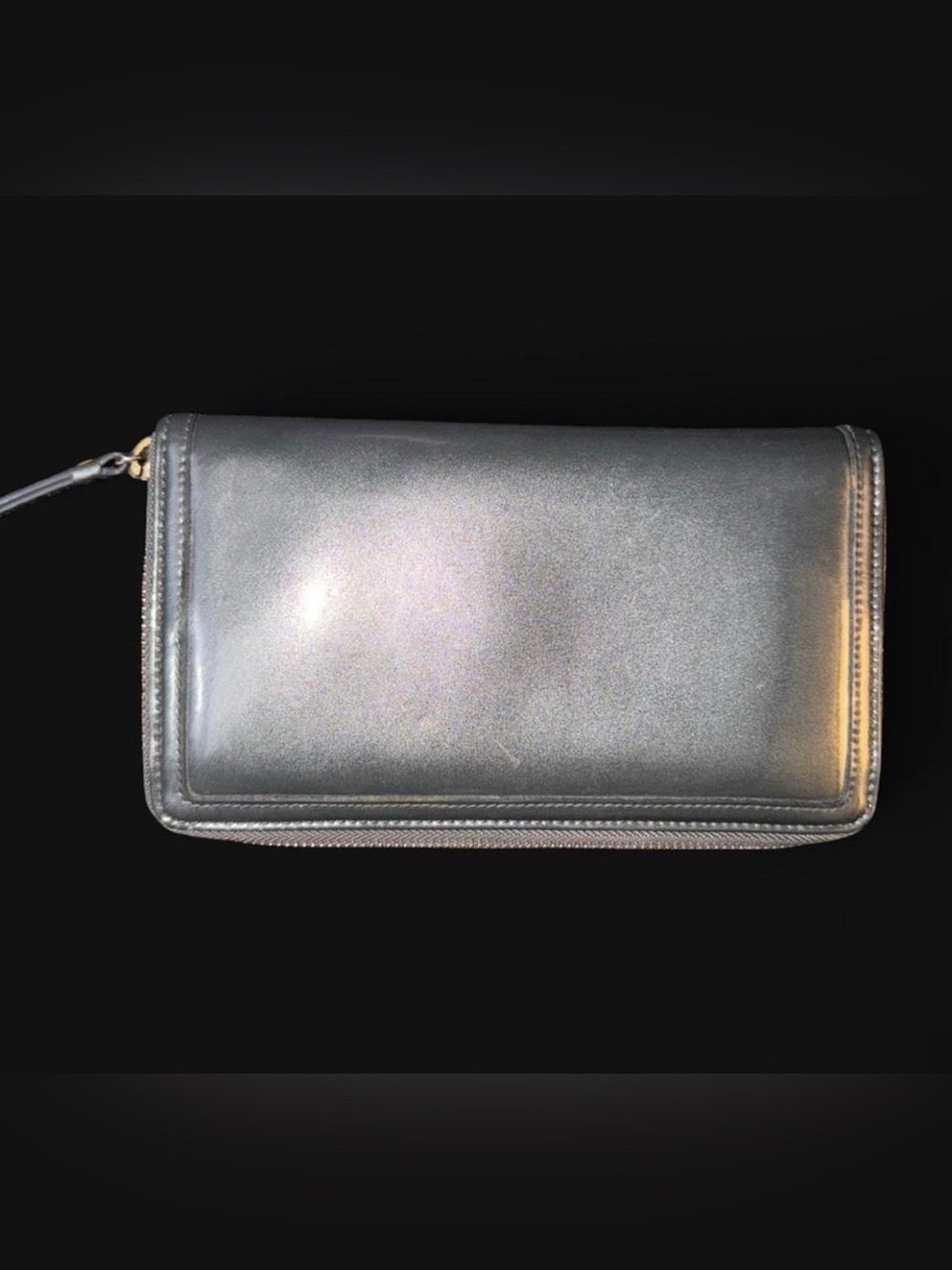 Halogen Black Zip-Around Leather Wristlet Wallet
